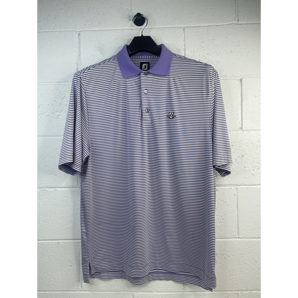 FootJoy Lakewood Ranch Club Polo Shirt Men's Purple Stripe Performance FJ Sz L